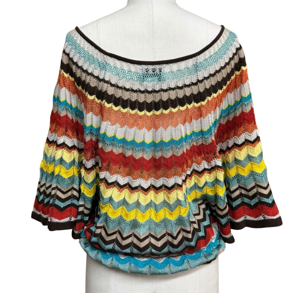 Lucky Brand Sweaters Knit Top Zig Zag Women’s M Batwing Sleeve Boho Hippie Y2K - Picture 4 of 12